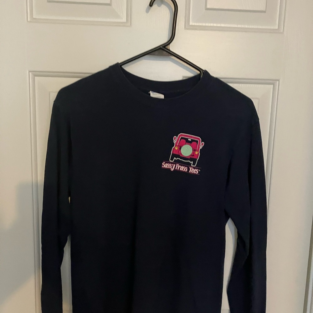 Sassy Frass Women’s Small Navy  Long Sleeve Shirt Pink Jeep